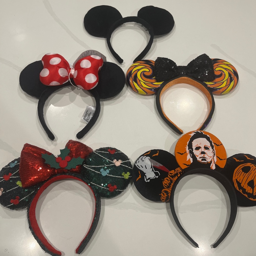 Disney Mouse Ears Headbands Set - Black, Red, Orange